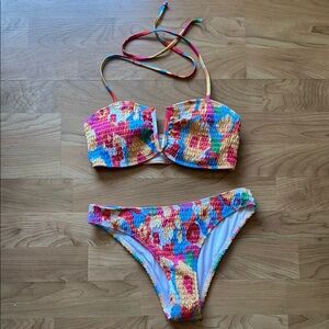 Colorful Strapless Bikini Set